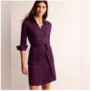 BODEN Jessie Jersey Shirt Dress Damson Berry Animal Spot Purple Black Size US 4R